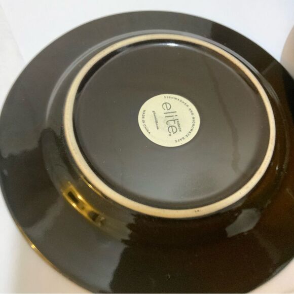 Gibson Elite Everston  Dinnerware Set In Red Brown 1 Dinner Plate 1 salad 1 bowl - Picture 6 of 6